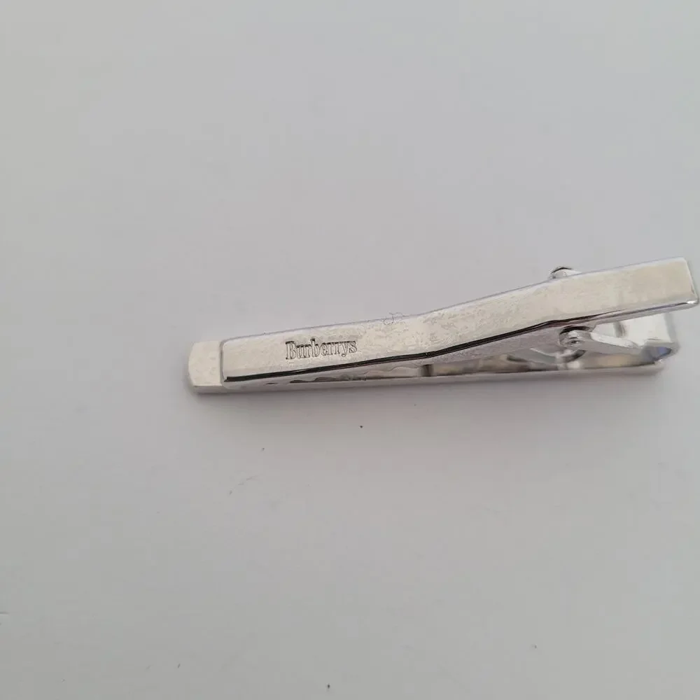 Burberry Sterling Silver 925 Gold Filled K14 GF Tie Bar Clip Retro Vintage Logo‎